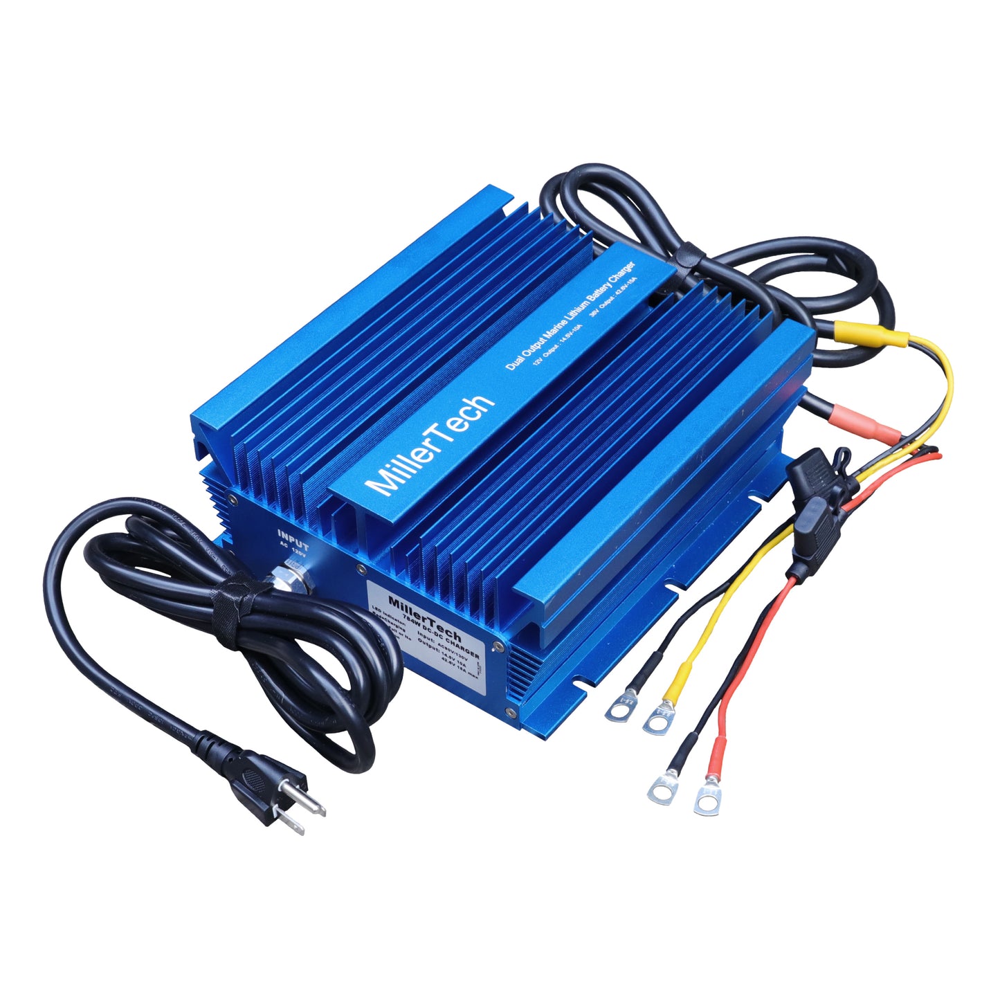 MillerTech Dual Output 12V/36V 784W MARINE Lithium Iron Phosphate Battery Charger (12-36M)