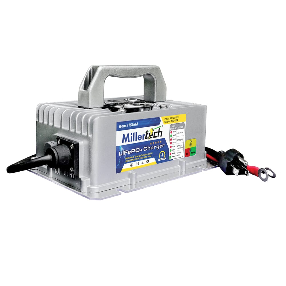 MillerTech 16V 15A MARINE On-board Lithium Iron Phosphate Battery Charger (1615M)