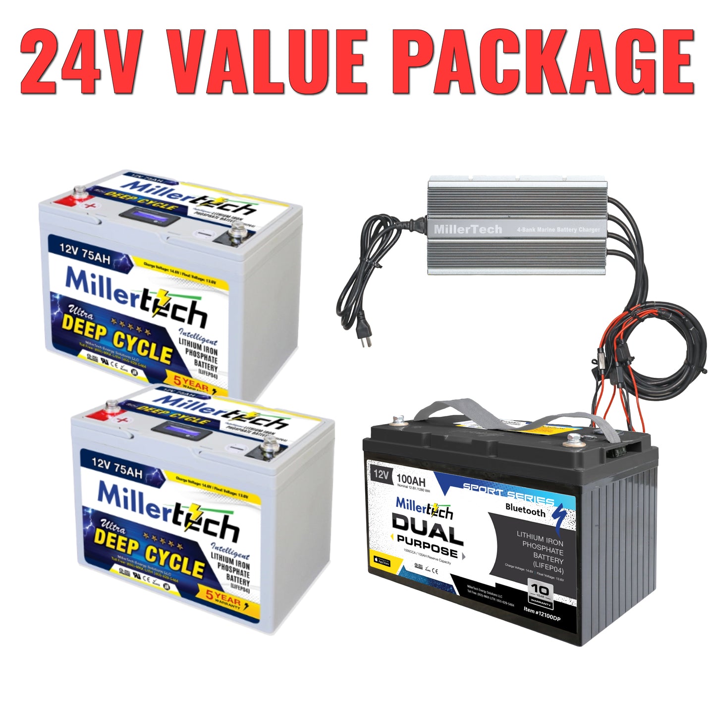 24V Value Lithium Boat Battery Upgrade Package