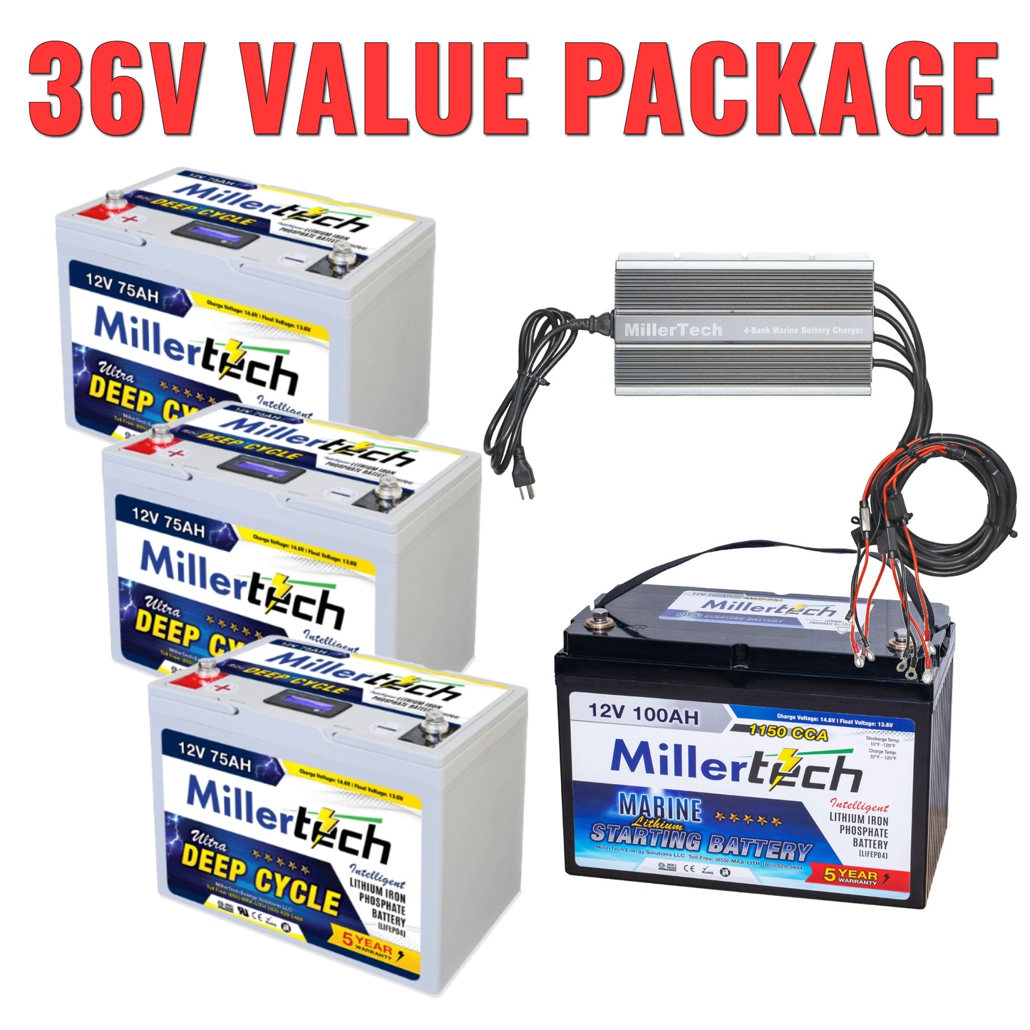36V Value Lithium Boat Battery Upgrade Package
