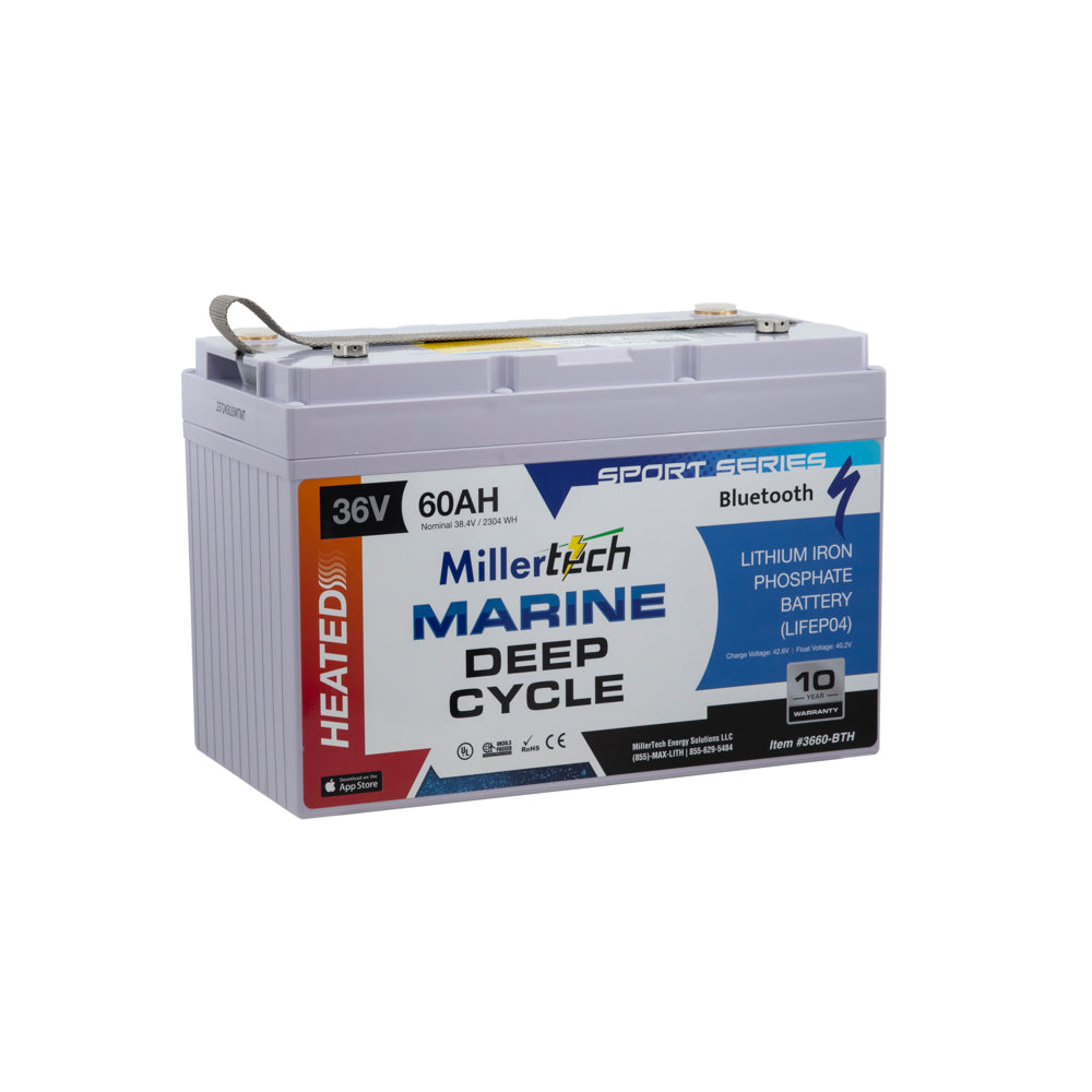 MillerTech 60Ah 36V MARINE HEATED Bluetooth Lithium Iron Phosphate