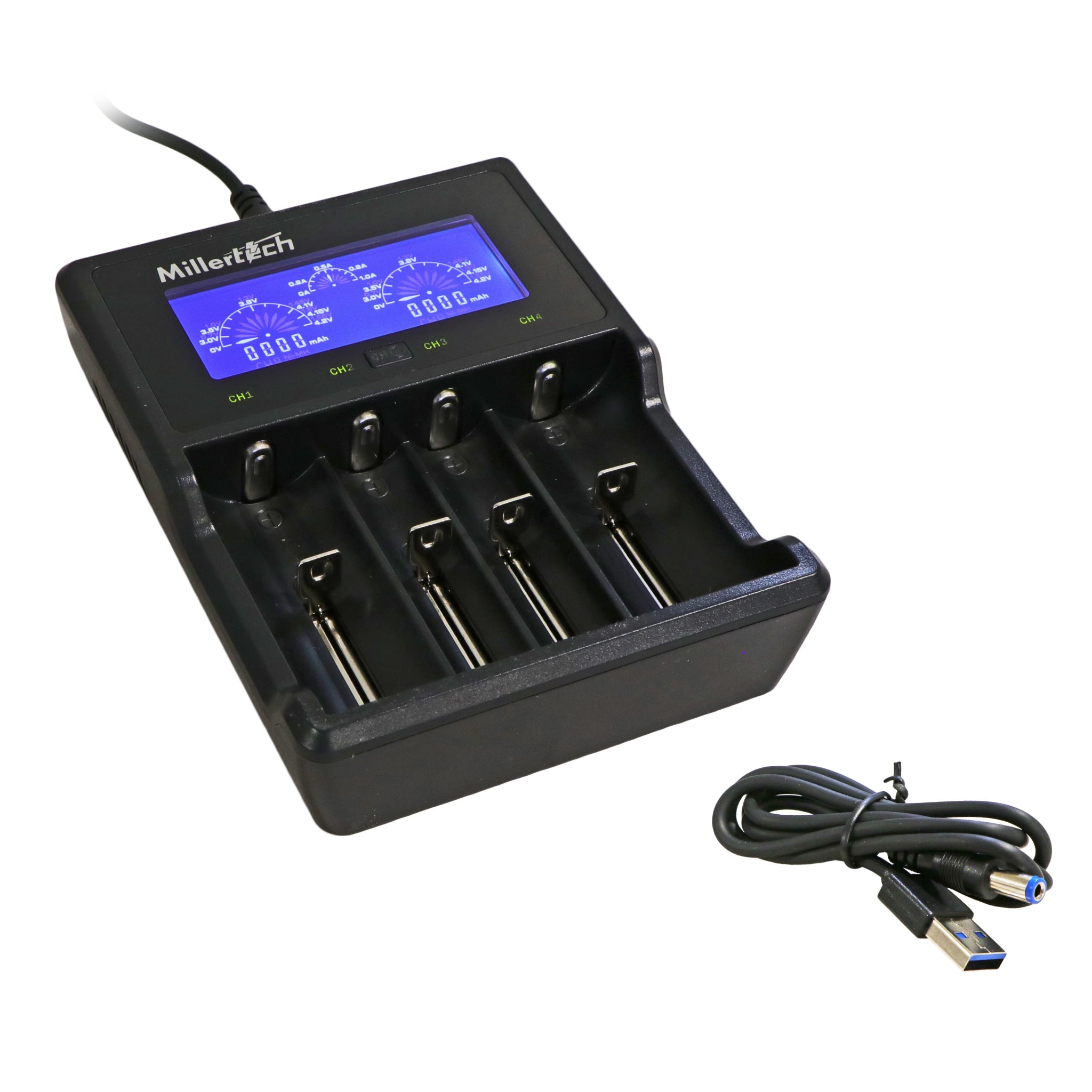 multi-bay vape battery charger Model 552-C 4-Bay 18650 Battery Charger with LCD