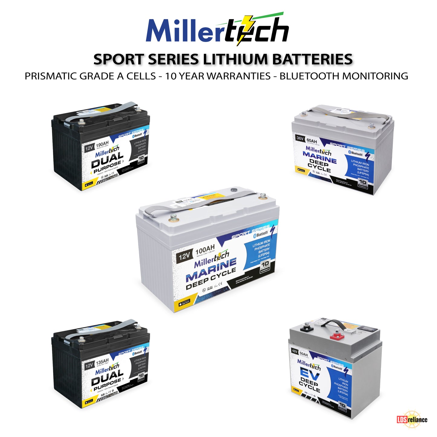 MillerTech 50Ah 48V EV Lithium Iron Phosphate (LiFePO4) Golf Cart GC2 Battery (4850BT)