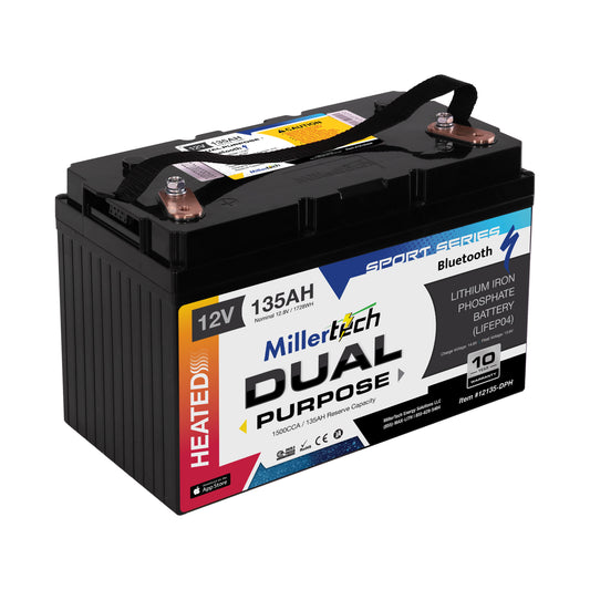 MillerTech 135Ah 12V DUAL PURPOSE HEATED 1500CCA Bluetooth Lithium Iron Phosphate (LiFePO4) Group 31 Battery (12135DPH)