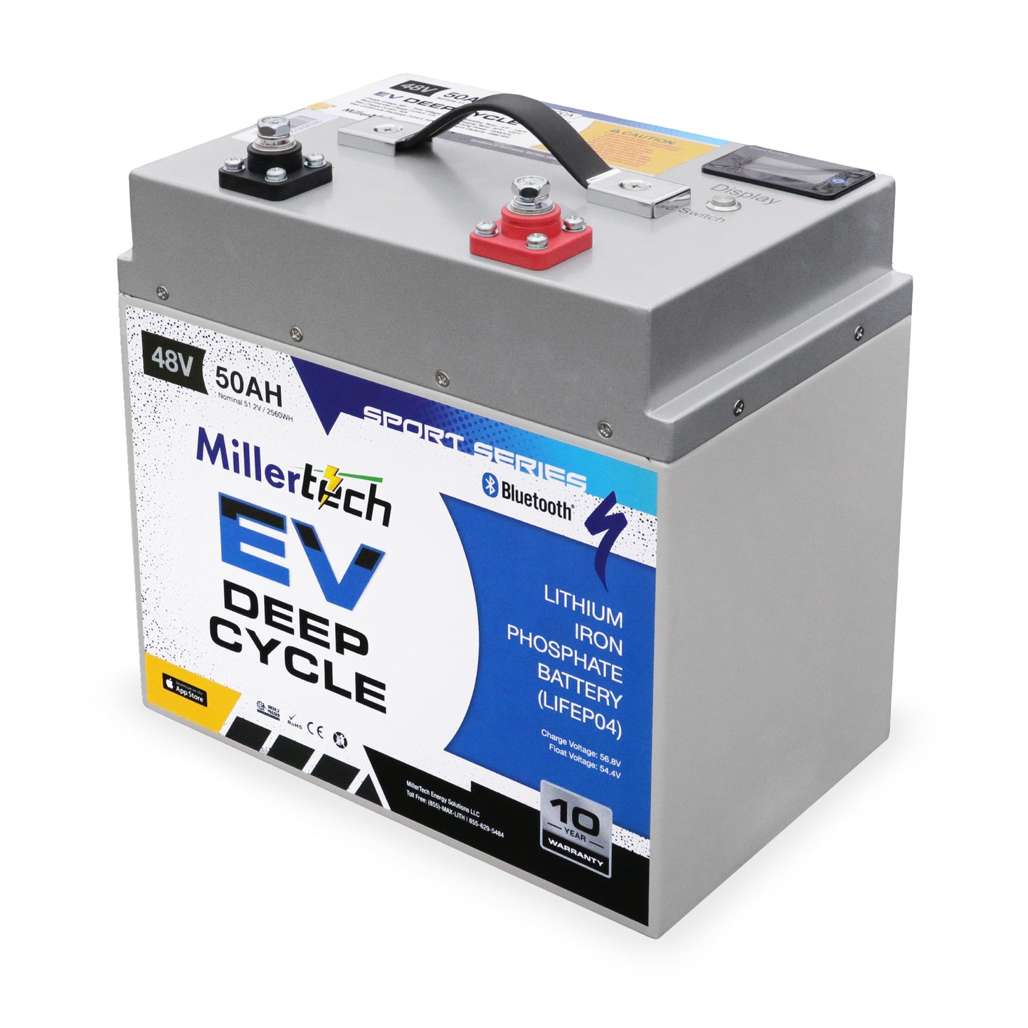 MillerTech 50Ah 48V EV Lithium Iron Phosphate (LiFePO4) Golf Cart GC2 Battery (4850BT)
